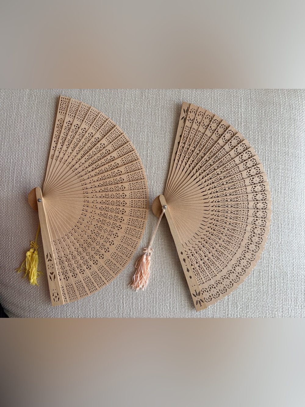 Sandalwood Folding Hand Fans in Brown x2
